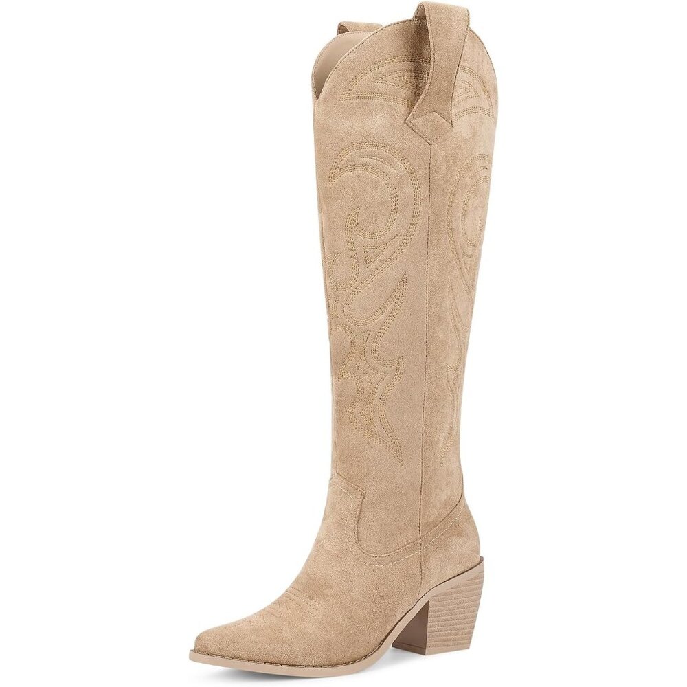 Women Apricot Knee High Boots Women Zipper Convenience Comfort Fashion